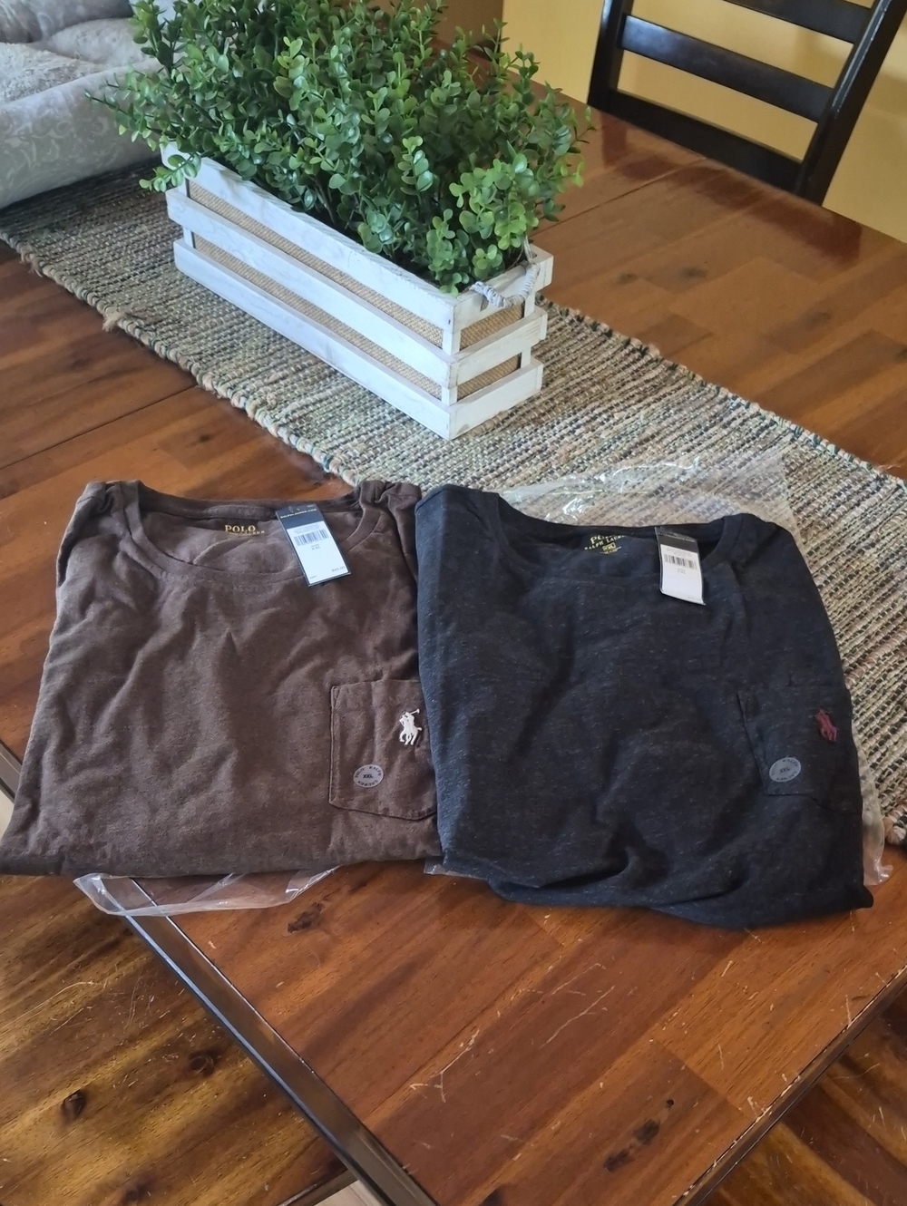 Polo by Ralph Lauren Short-Sleeve Pocket Tees in Brown and Charcoal New W/tags